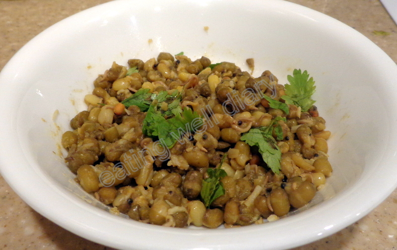 sprouted moong sundal (dry curry)