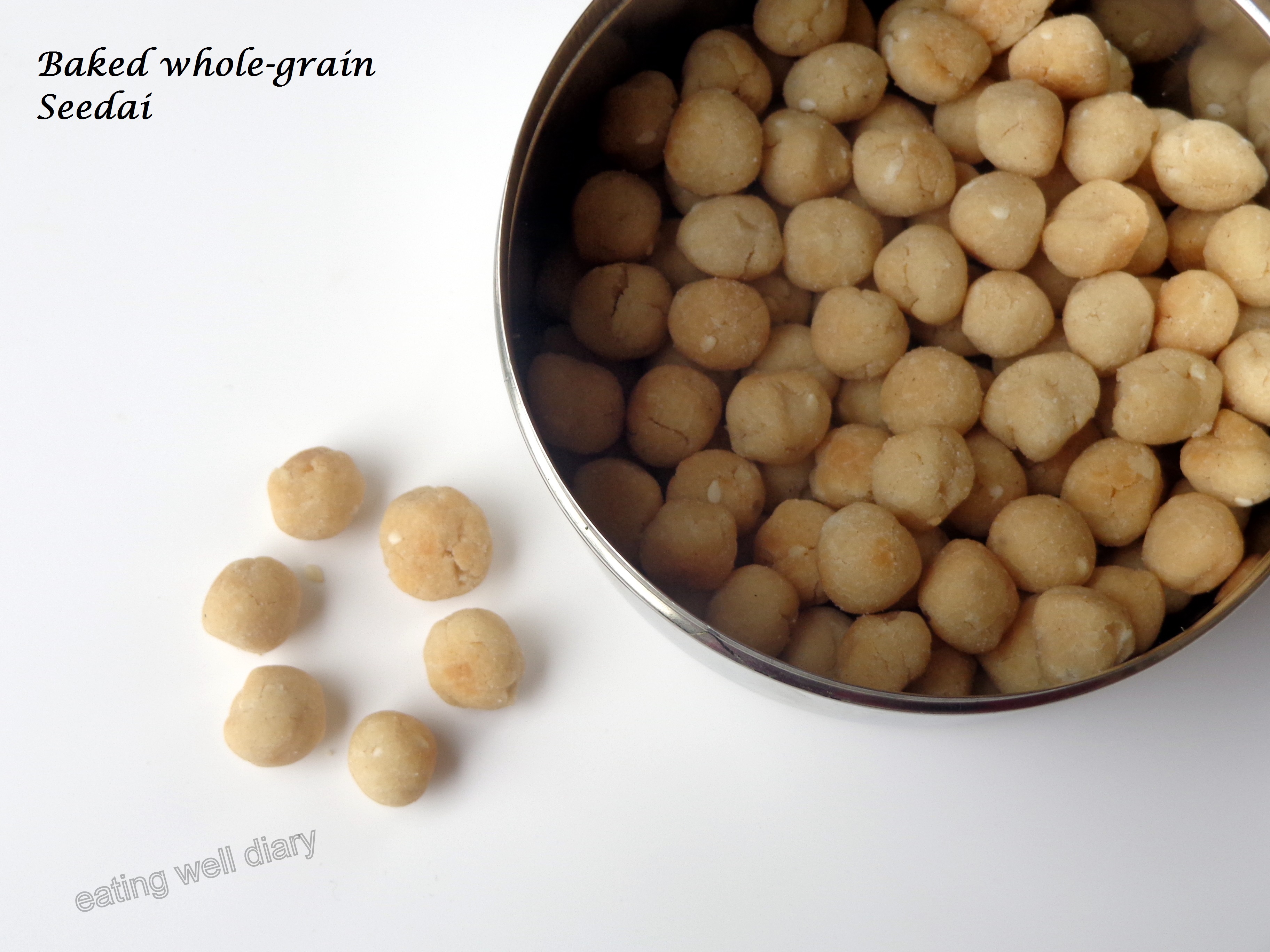 Baked whole grain seedai – adapted recipe of Vidya (Traditionally Modern Food)