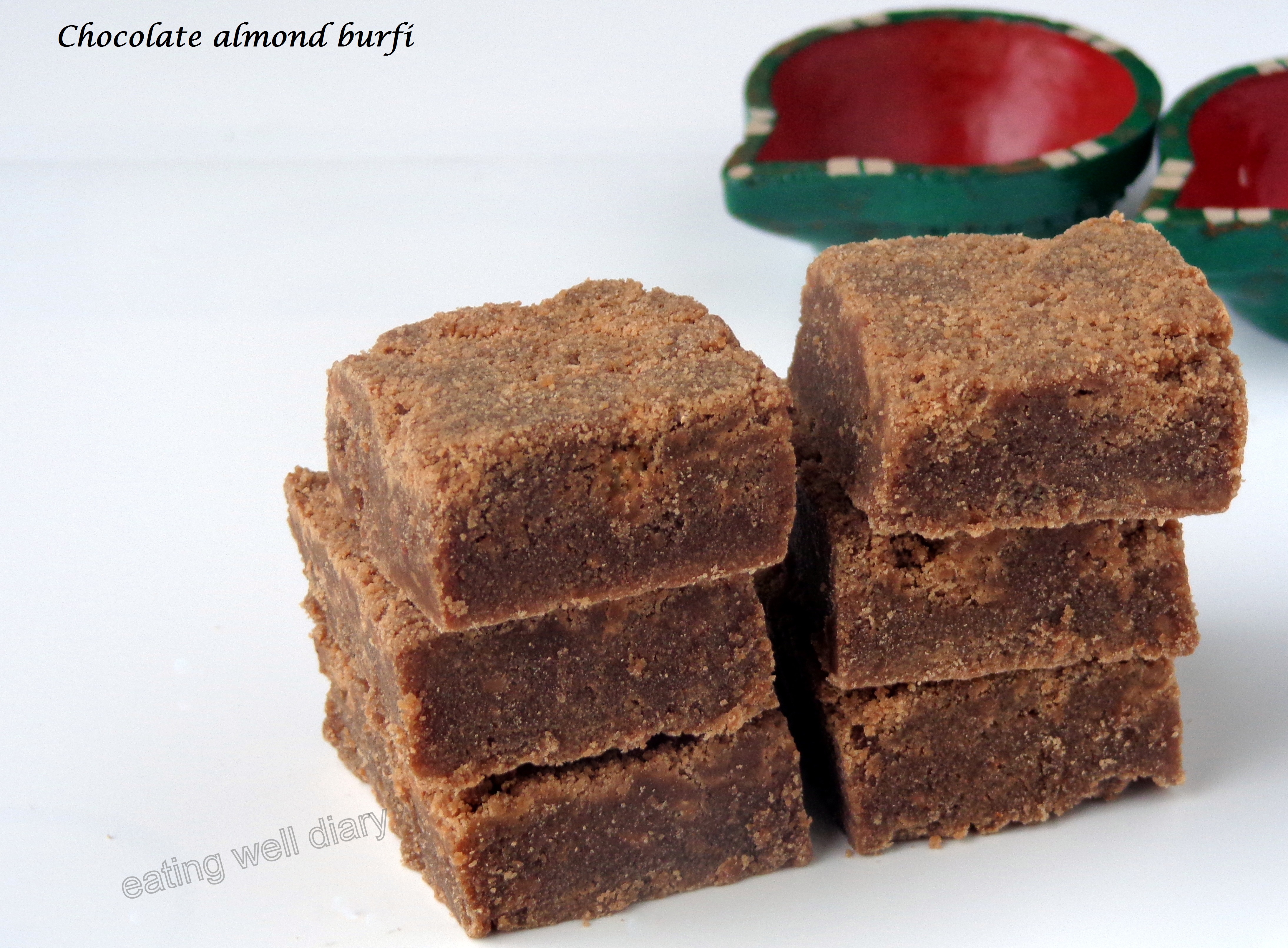 Chocolate almond burfi (brittle cake/ fudge)- Diwali special