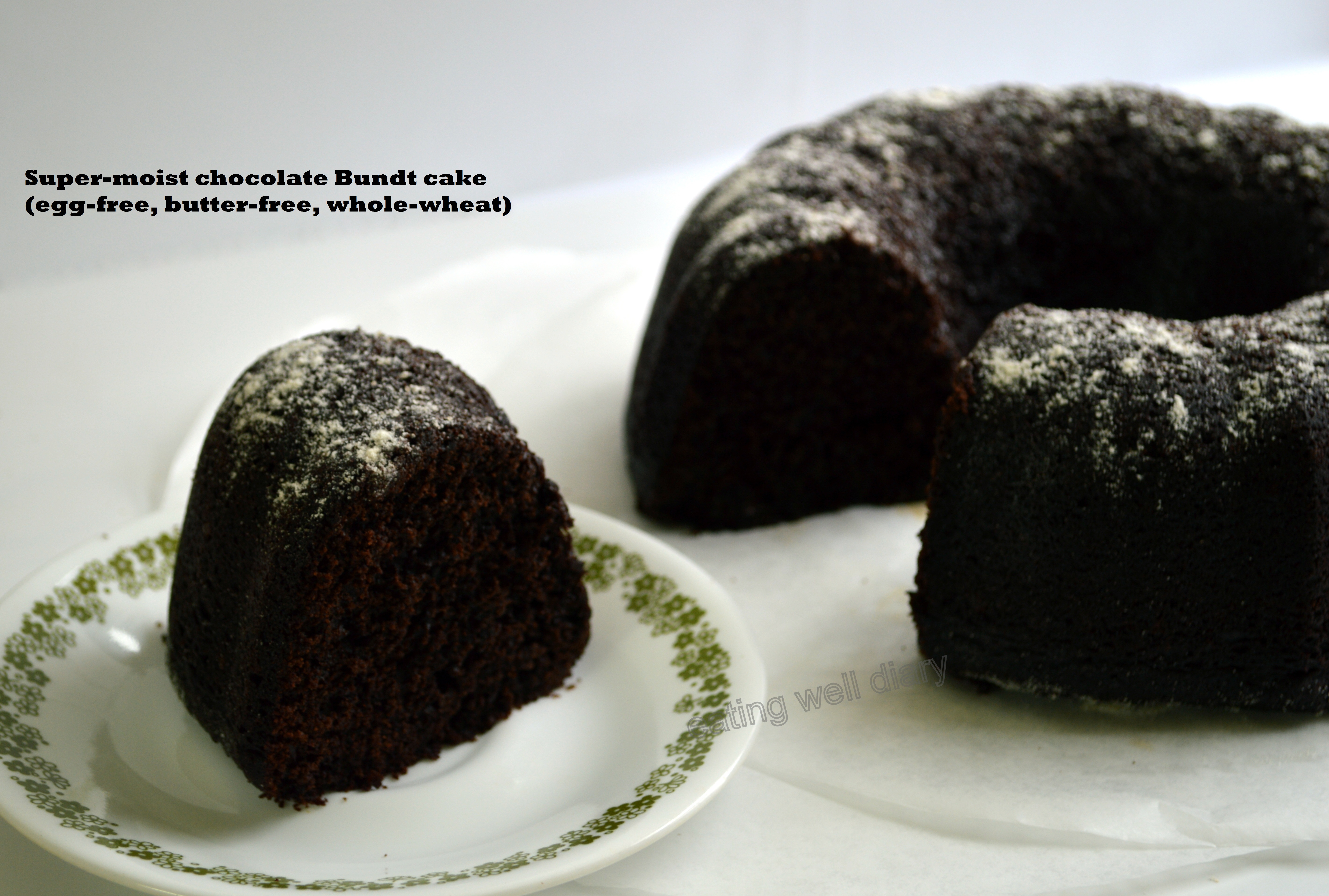 Super-moist Chocolate Bundt cake (egg-free, butter-free, whole-wheat)