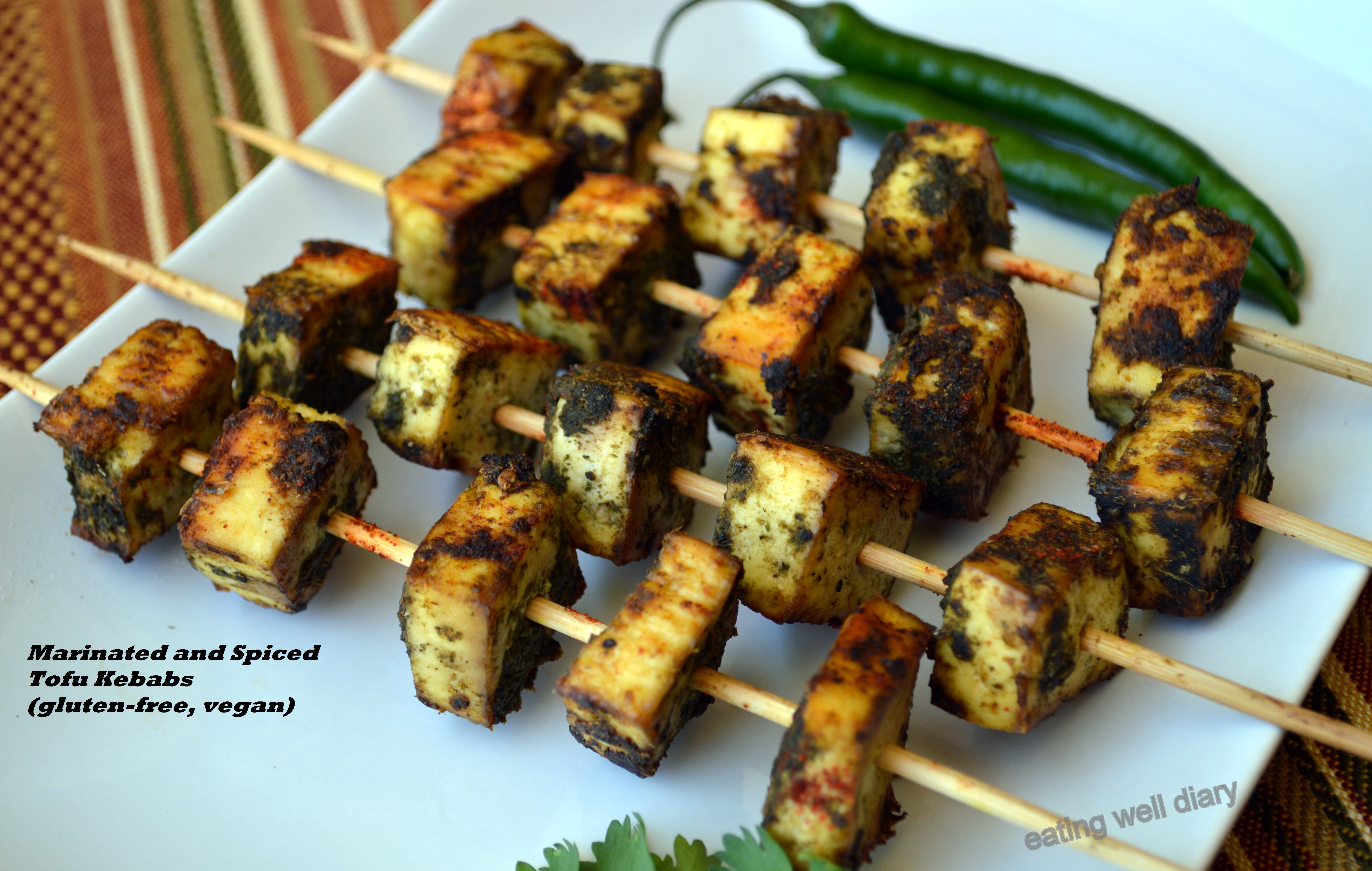 Marinated and Spiced Tofu Kebabs for Diabetic Friendly Thursdays (gluten-free, vegan)
