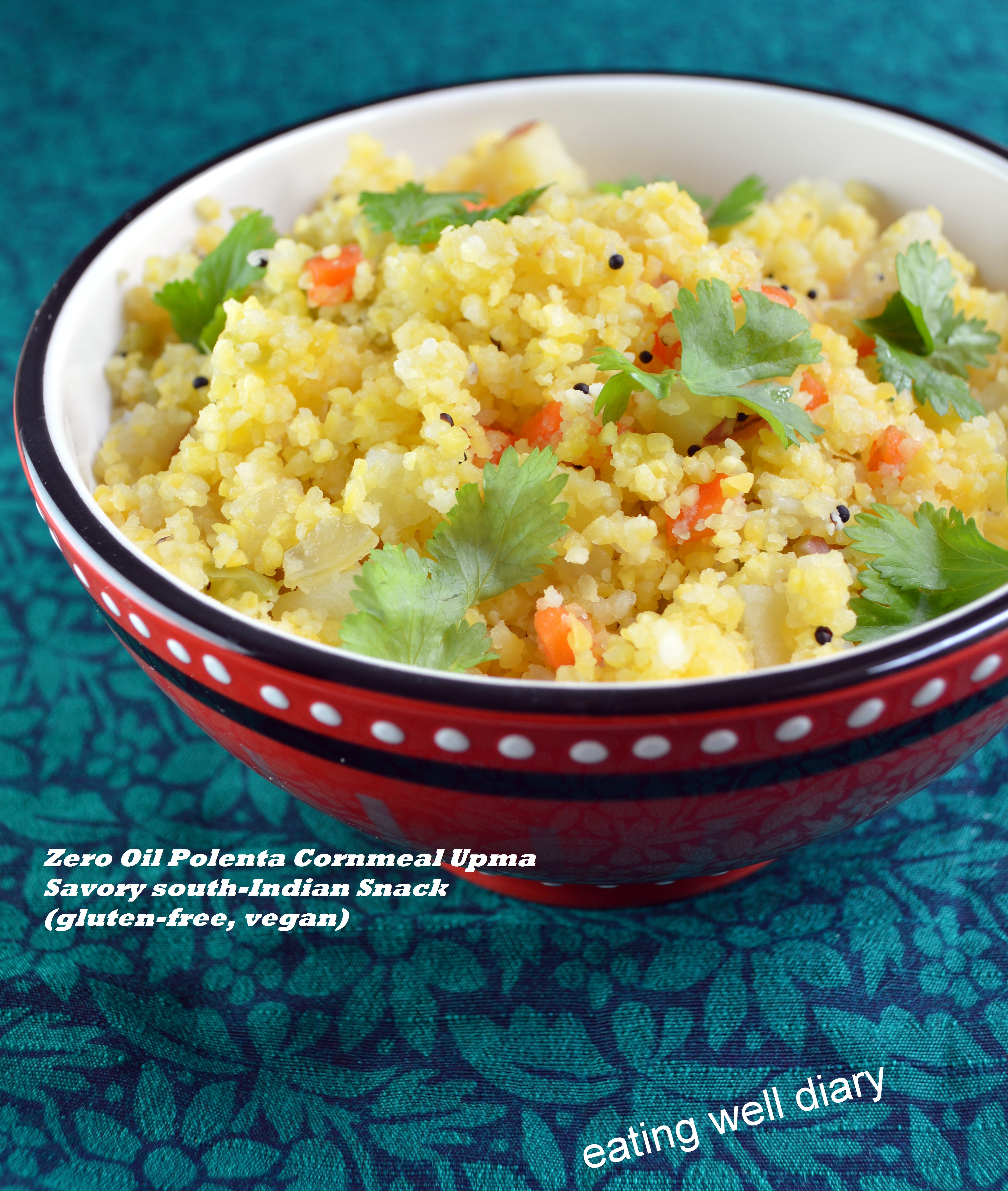 Zero Oil Polenta or Cornmeal Upma (Easy Savory Snack)