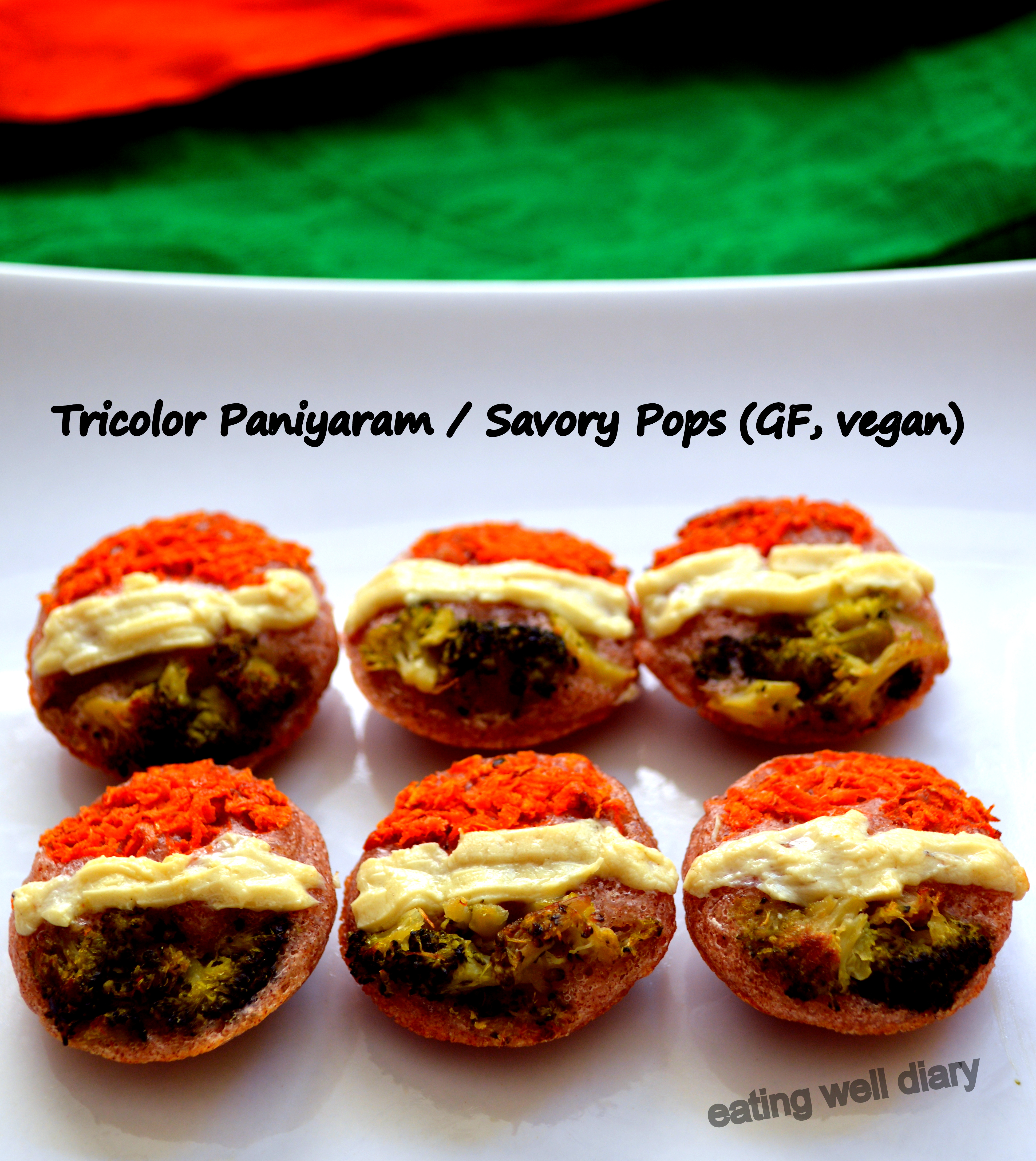 Tricolor Paniyaram / Savory Pops – Independence Day Special (Diabetes Friendly Thursdays)