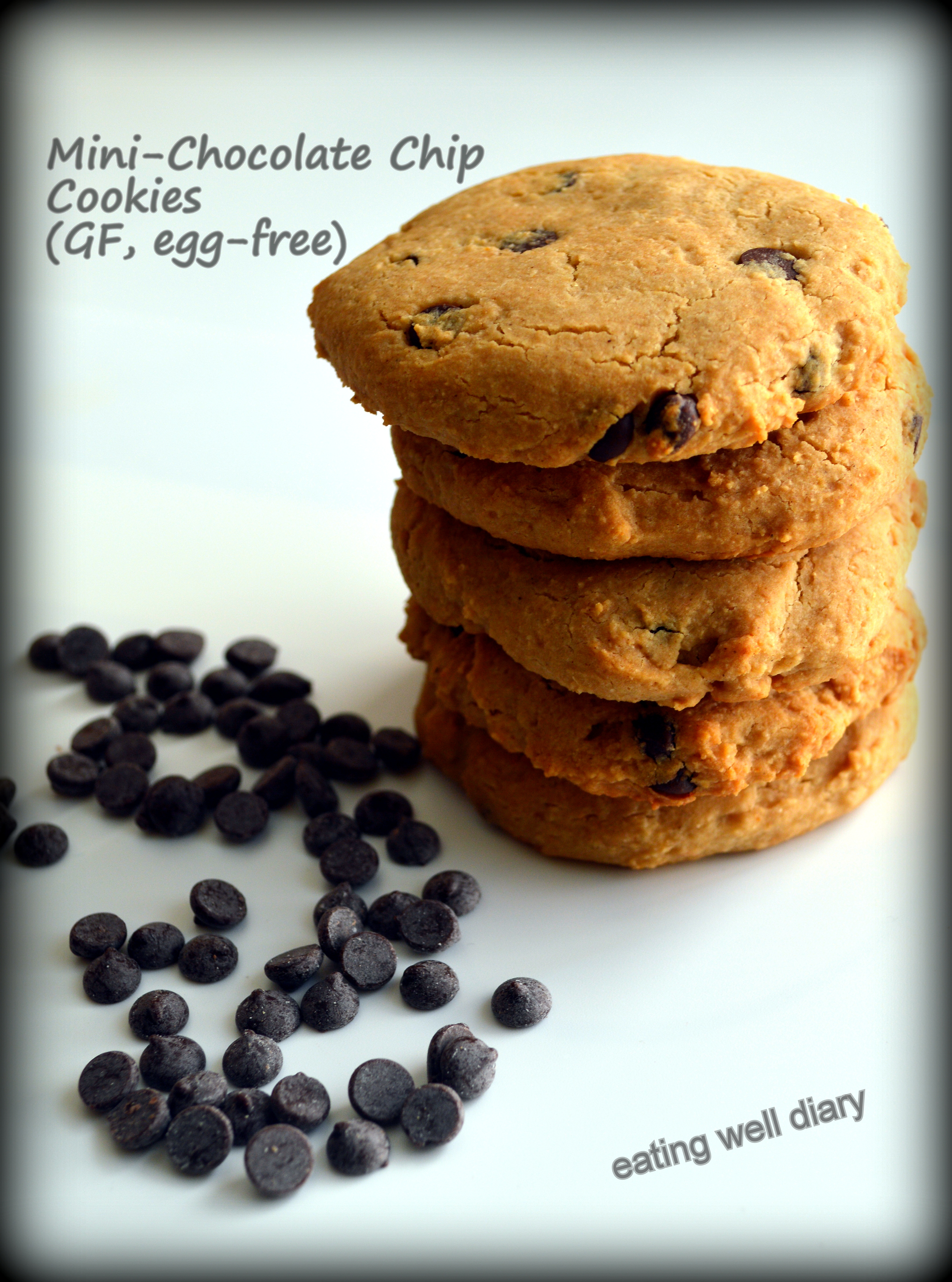 Honey sweetened Mini Chocolate Chip Cookies (gluten-free, egg-free)- Meatless Mondays