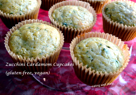 Zucchini Cardamom Cupcakes- Meatless Monday, Fiesta Friday #100 (GF, vegan)