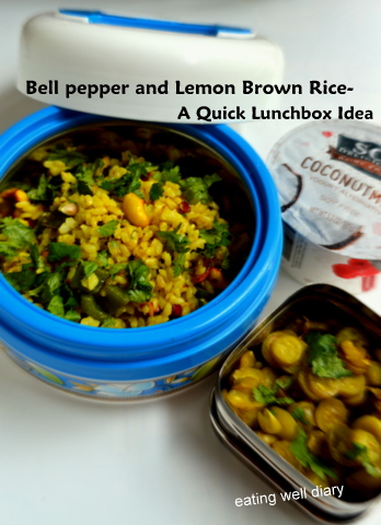 Bell pepper and Lemon Brown Rice for your Lunchbox- a Meatless Monday recipe