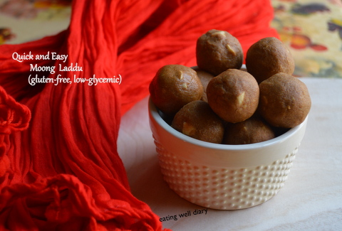 Quick and Easy Moong Dal Laddu (gluten-free, low glycemic)