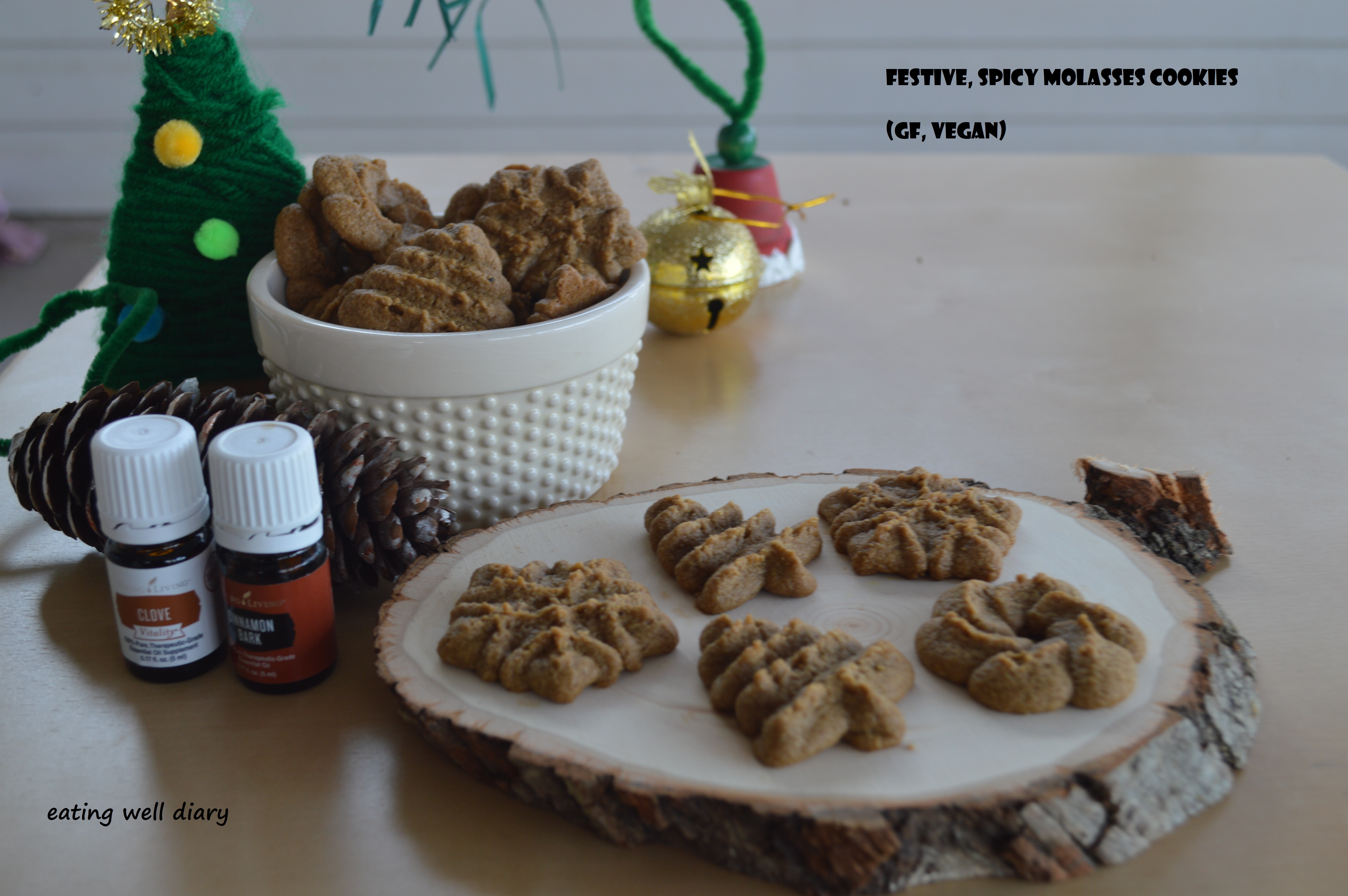 Spicy Molasses Cookies For Santa (GF, vegan, no refined sugar)