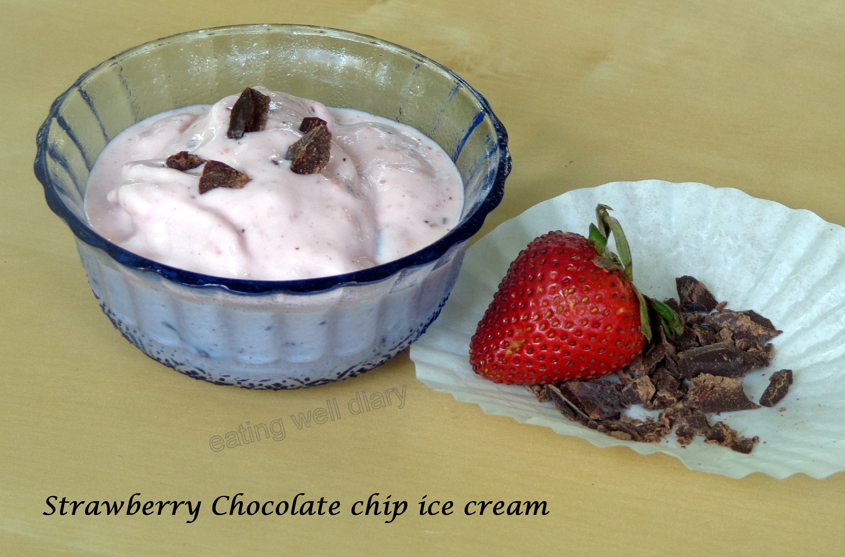 strawberry chocolate chip ice cream with Greek yogurt