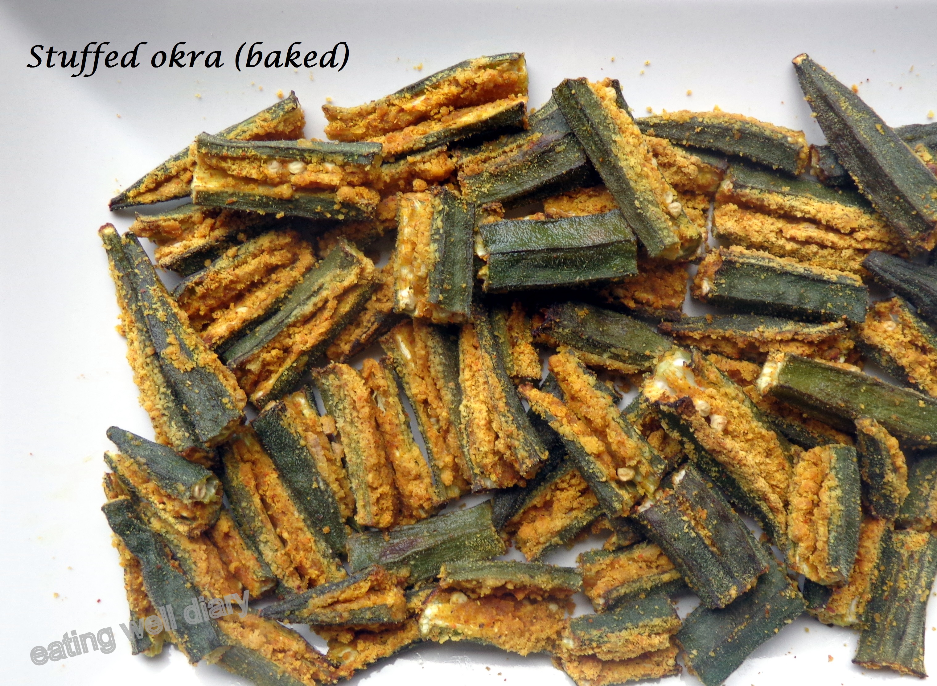 Baked stuffed okra