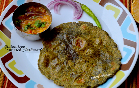The Perfect Gluten-free Spinach Roti/ Flatbread for Diabetes Friendly Thursdays