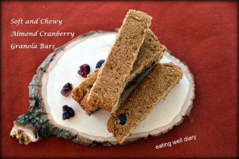 Soft and Chewy Cranberry Almond Granola Bars (gluten-free, vegan)