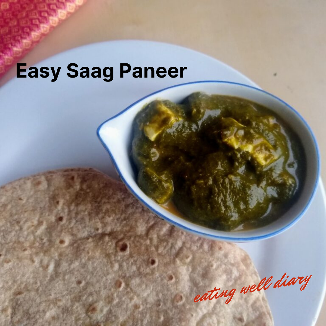 Easy Saag Paneer (Indian cottage cheese in kale and spinach gravy)